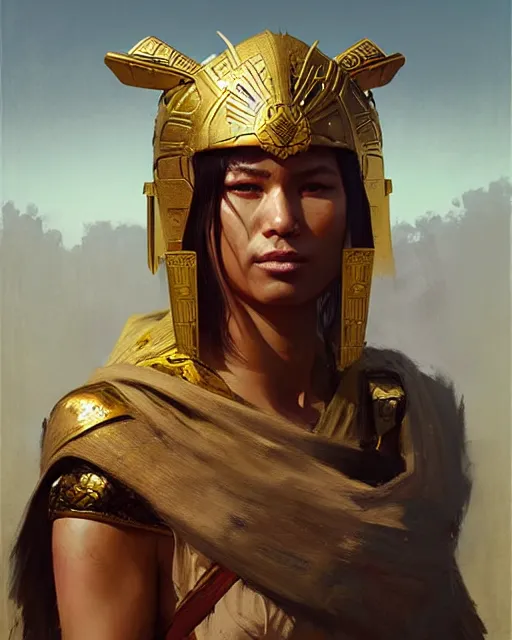 Prompt: eastern warrior with golden mask | | realistic shaded, fine details, realistic shaded lighting poster by greg rutkowski, magali villeneuve, artgerm, jeremy lipkin and michael garmash and rob rey
