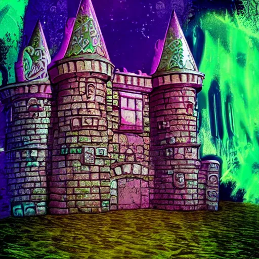 Image similar to crystalpunk hallucinatory castle