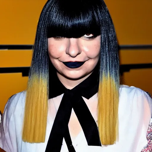 Prompt: Sia furler wearing ribbons