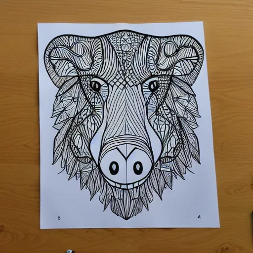 Image similar to picture of an animal from a children's colouring book, simplified line art