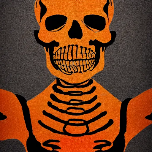 Prompt: skeletons running, painted on a jar, roman, abstract, orange theme, 8k resolution