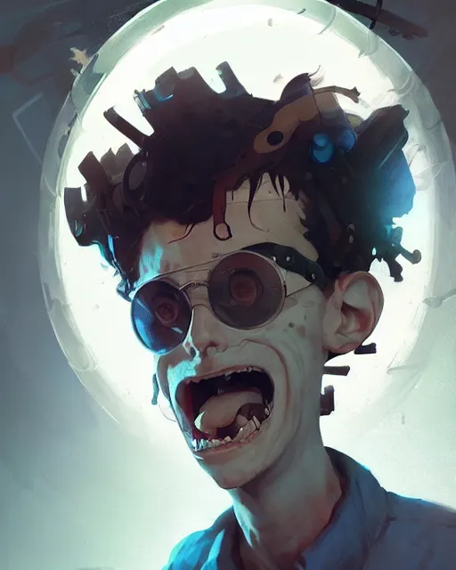 Image similar to Mad scientist boy, details, sharp focus, illustration, by Jordan Grimmer and greg rutkowski, Trending artstation, pixiv, digital Art