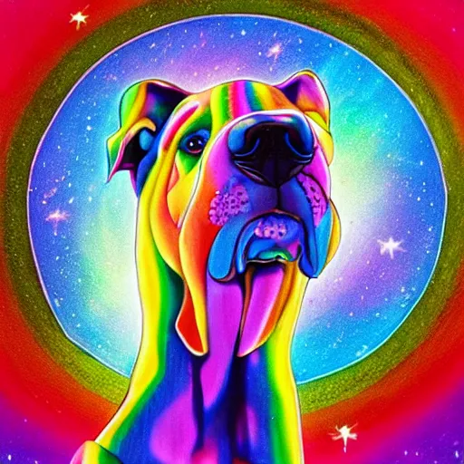 Image similar to rainbow cosmic dog