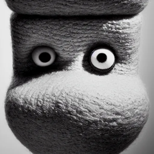 Prompt: portrait photo of a wool sock with giant eyes, face made from smiles and joy, extremely high details, realistic, by MC Escher and Rene Margitte and victor enrich