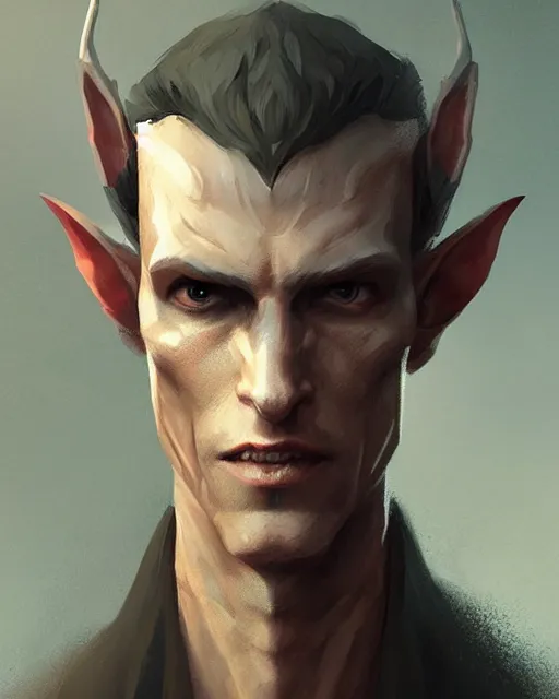 Image similar to character portrait of a slender half - elven man, by greg rutkowski, mark brookes trending on artstation