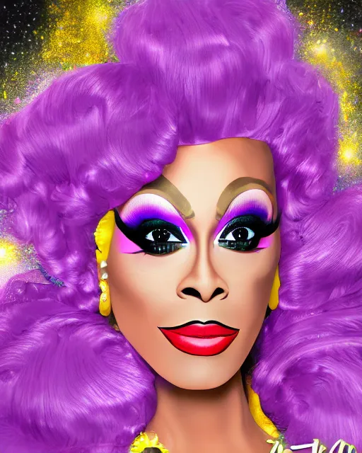 Prompt: 4k digital painting, digital artwork of a fabulous drag queen dressed up like disney princess, 💋 💄 👠 , drag queen from ru paul\'s drag race, fashion photography, drag queen in princess costume