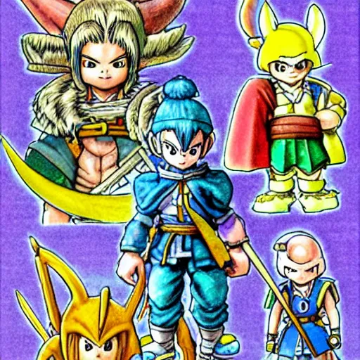 Prompt: Dragon Quest character concept art by Akira Toriyama,pencil on paper,as seen on pixiv