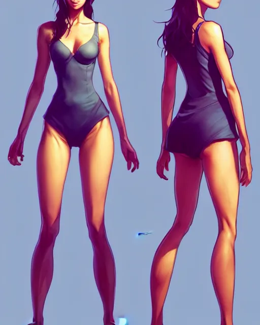 Image similar to full body character concept art of jamie chung | | distinct - fine, key visual, realistic shaded perfect face, fine details by stanley artgerm lau, wlop, rossdraws, james jean, andrei riabovitchev, marc simonetti, sakimichan, and jakub rebelka, trending on artstation