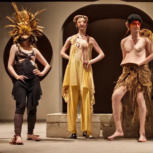 Prompt: costumes for a modern avant-garde interpretation of the Bacchae