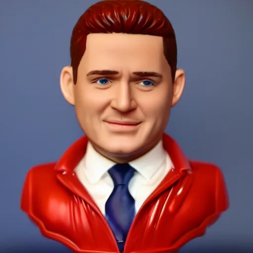 Image similar to michael buble face in a bubblegum bobble head!!!!, 8 k, ultra realistic details