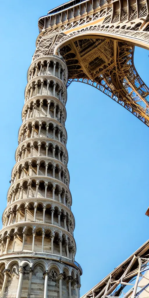 Image similar to The Leaning Tower of Pisa near the Eiffel Tower