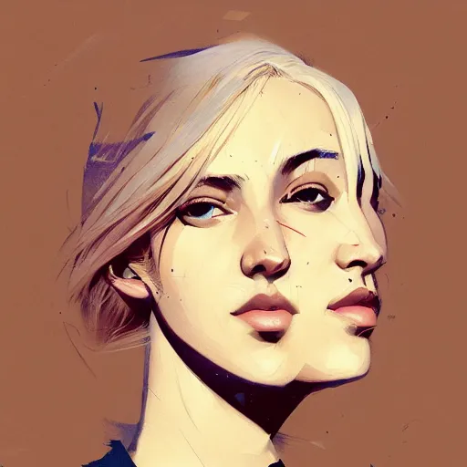 Image similar to Beautiful girl with blond hair profile picture by Greg Rutkowski, asymmetrical, Organic Painting , Matte Painting, geometric shapes, hard edges, street art, trending on the artstation:2 by Sachin Teng:4