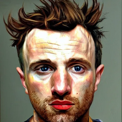 Image similar to high quality high detail painting by lucian freud, hd, portrait jesse pinkman