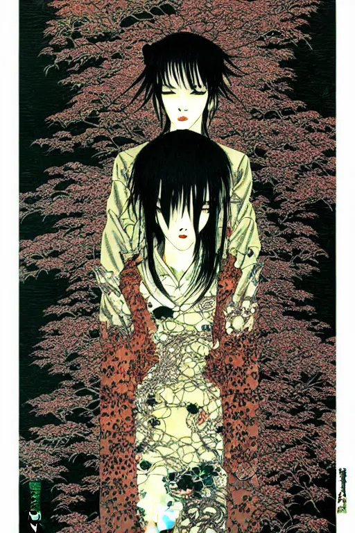 Image similar to japan cyberpunk girl, nice long black leather, detailed acrylic, grunge, intricate complexity, by takato yamamoto and by gediminas pranckevicius, joan mitchell