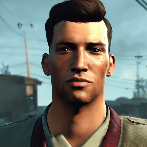 Image similar to a portrait of a very handsome young man, fallout 4,