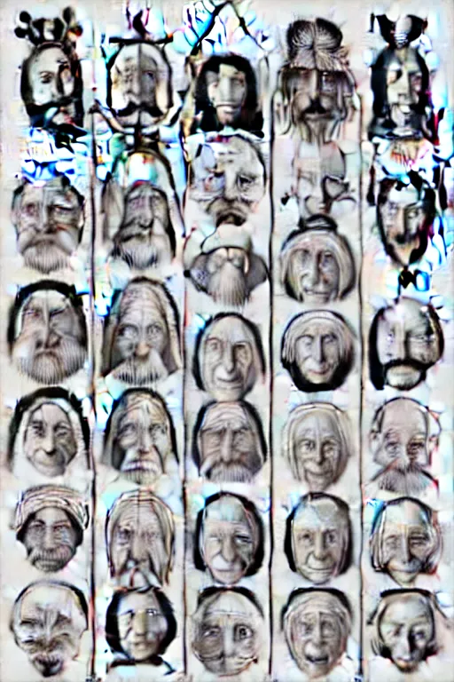 Image similar to hieronymus bosch faces, vector art