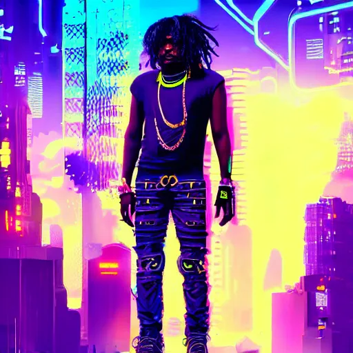 Image similar to chief keef in cyberpunk style digital art very detailed 4 k detailed super realistic