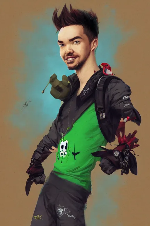 Prompt: a portrait of the YouTuber jacksepticeye in a goofy outfit by Greg Rutkowski, Sung Choi, Mitchell Mohrhauser, Maciej Kuciara, Johnson Ting, Maxim Verehin, Peter Konig, final fantasy , 8k photorealistic, cinematic lighting, HD, high details, atmospheric , trending on artstation