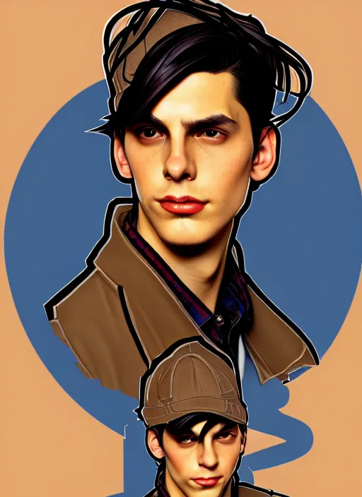 Prompt: oil portrait of jughead jones, intricate, elegant, highly detailed, lighting, painting, artstation, smooth, illustration, art by greg rutowski and alphonse mucha