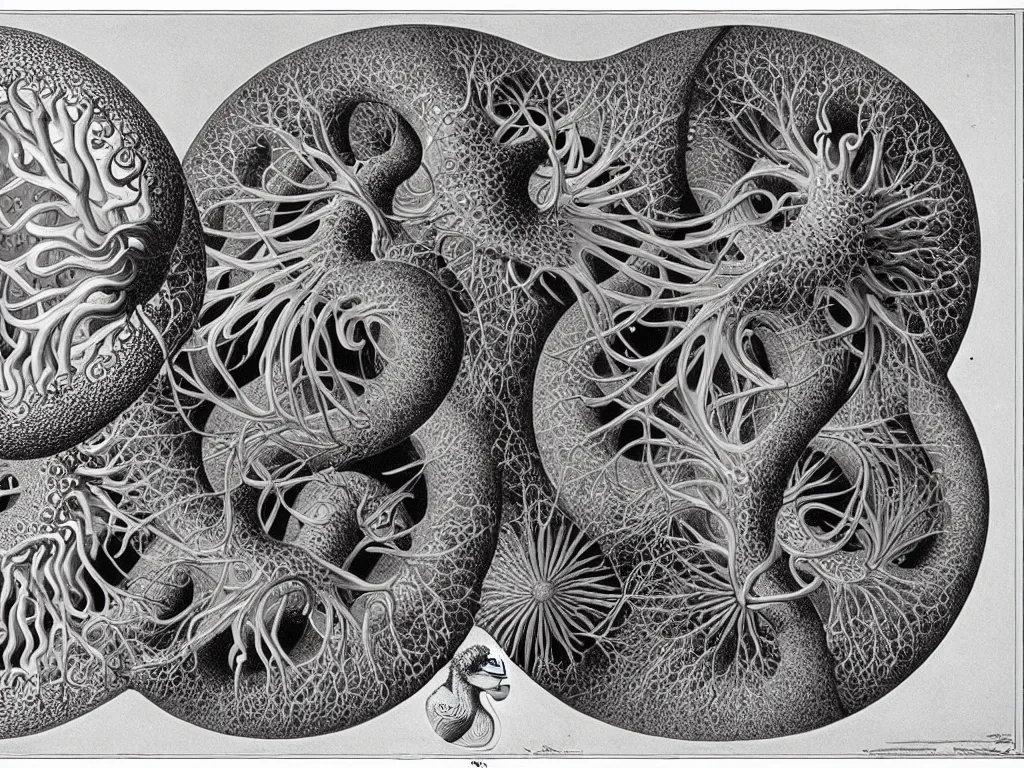 Image similar to platonic, neo surrealism, art by ernst haeckel and daniel martin diaz and mc escher