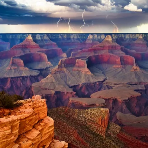 Prompt: Thunderstorm over the grand canyon, award winning, national geographic