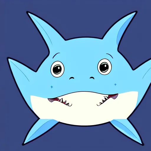 Prompt: cute cartoon baby shark in the Caribbean Sea, Ghibli, clipart