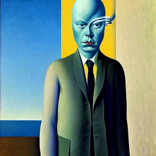 Image similar to figurative avant garde post - morden monumental dynamic interior portrait by magritte and edward hopper, inspired by william blake and gaugin, illusion surreal art, highly conceptual figurative art, intricate detailed illustration, controversial poster art