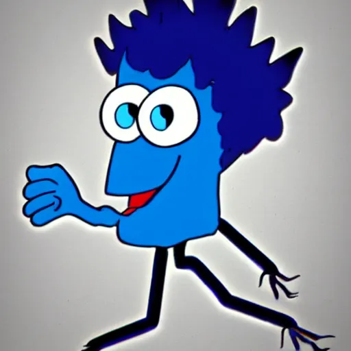 Prompt: Blue Meanie from Yellow Submarine in the style of Spawn