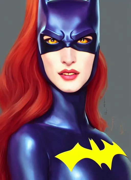 Prompt: A beautiful portrait of a Daria Strokous as Batgirl from Batman with wink and making a duck face, digital art by Eugene de Blaas and Ross Tran, vibrant color scheme, highly detailed, in the style of cinematic, artstation, Greg rutkowski