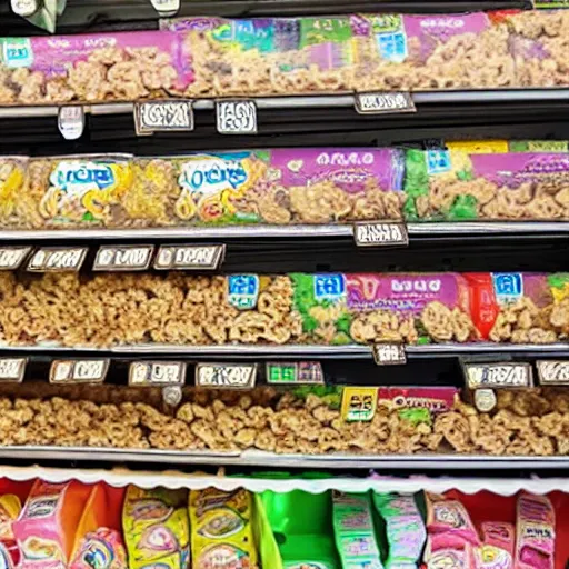 Image similar to a box of lucky charms cereal on a grocery store shelf