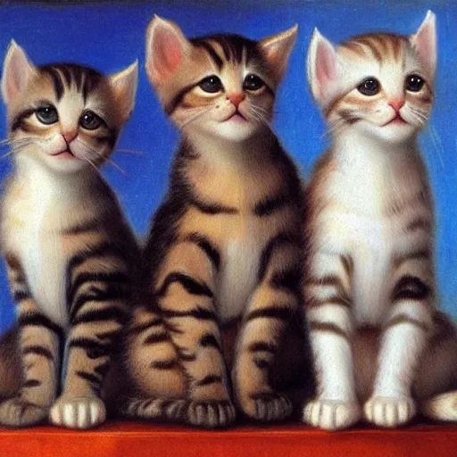 Image similar to Renaissance painting portrait of kittens