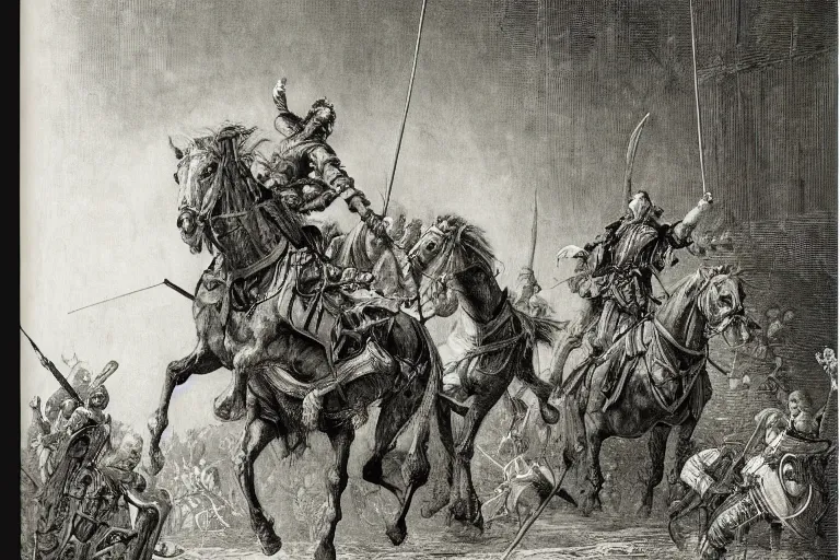 Image similar to highly detailed portrait of big open book, big open book, big open book, big open book, open book page, don quixote goes away, don quixote goes away, don quixote goes away, symmetrical, masterpiece, highly detailed painting by gustave dore