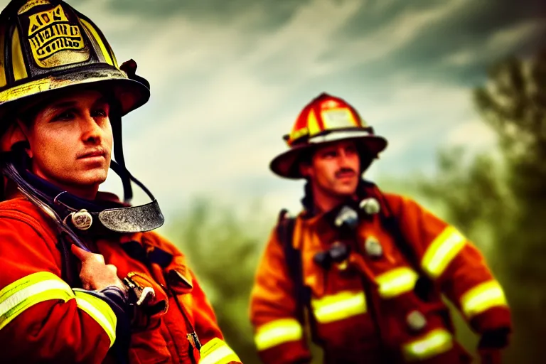 Image similar to fireman, ultra realistic!!!, clear weather, golden hour, sharp focus