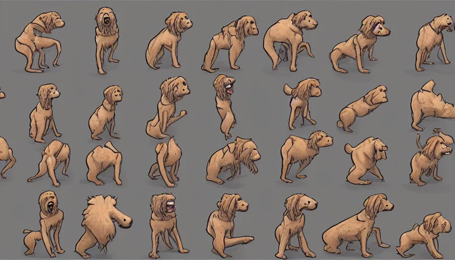 Image similar to TFTG art of a man turning into a dog in multiple steps, deviantart, transformation sequence, tf art, triptych