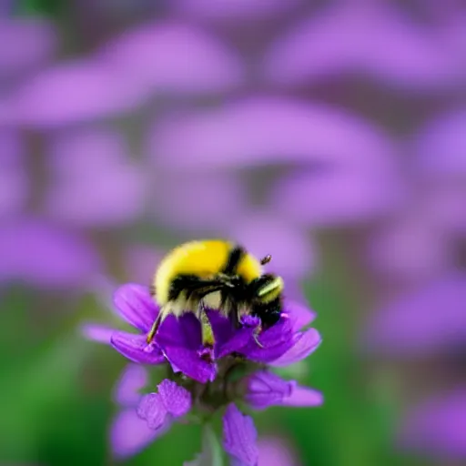 Image similar to bumblebee on flower macro shot, real photo, photography, bokeh, ultra detailed