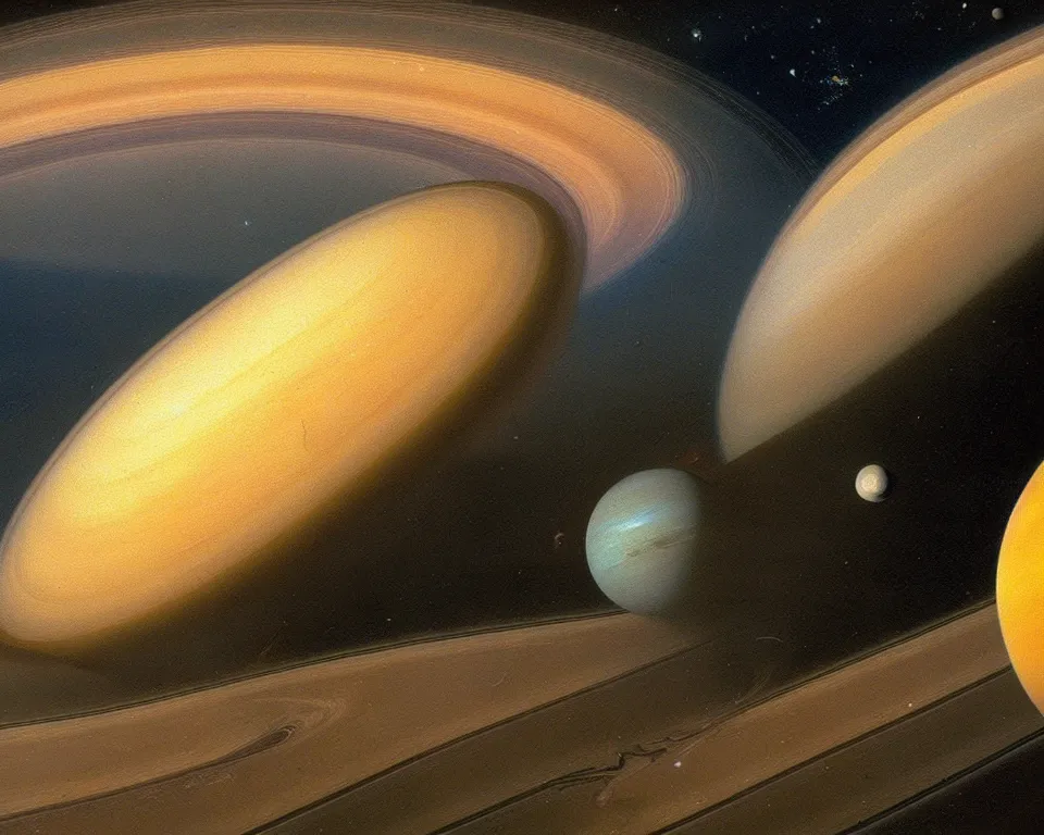 Prompt: an achingly beautiful oil painting of the planet Saturn colliding with the planet Earth by Raphael and Hopper.