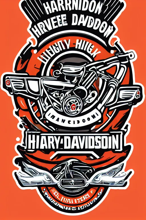 Image similar to Harley Davidson motorbike , sticker, colorful, illustration, highly detailed, simple, smooth and clean vector curves, no jagged lines, vector art, smooth