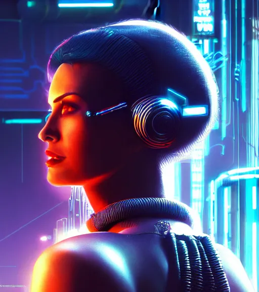 Image similar to cable plugged into cyberdeck, back of head, very beautiful cyberpunk woman, computer, 1 9 7 9 omni magazine cover, style by vincent di fate, cyberpunk 2 0 7 7, 4 k resolution, unreal engine, daz