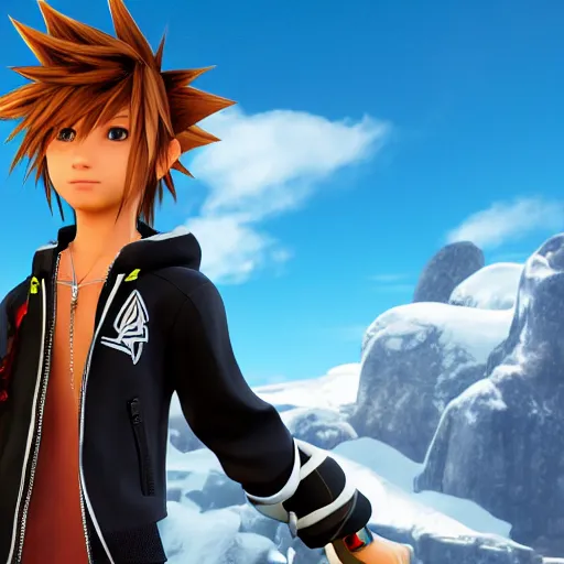 Image similar to sora, from kingdom hearts, as a character in apex legends, source engine, high resolution