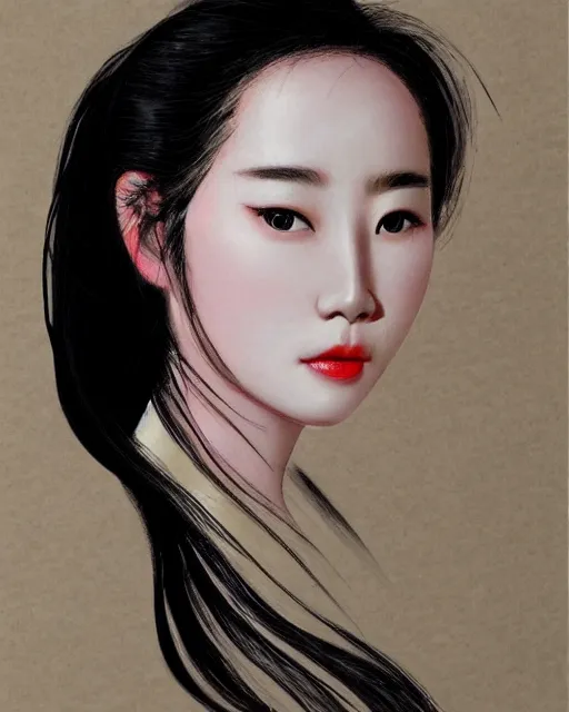 Prompt: liuyifei the face of an oriental woman left face is a mechanical structure the eyes glow, artstation