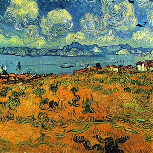 Image similar to rio de janeiro painted by van gogh