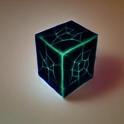 Image similar to a 4 d cube, tesseract, drawn on chalkboard with chalk