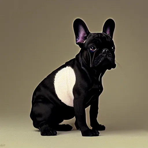 Prompt: black french bulldog, studio ghibli