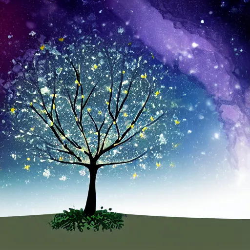 Image similar to a beautiful tree wit stars for leaves at night