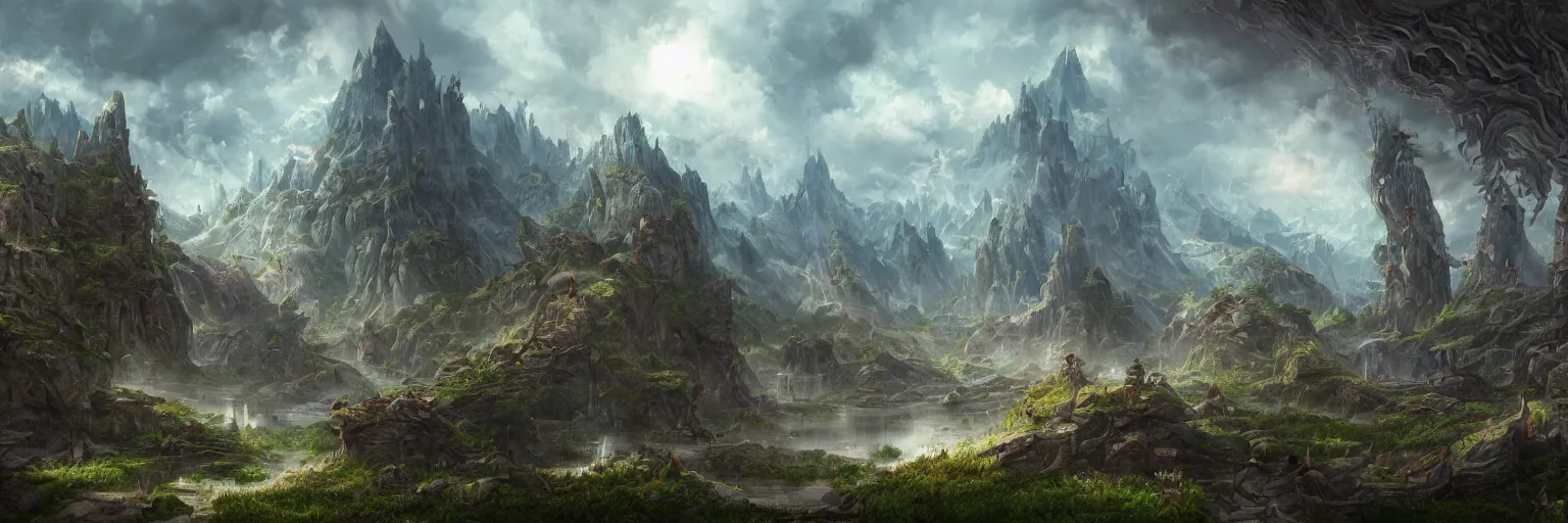 Prompt: fantasy landscape, extremely detailed, trending on Artstation, award-winning