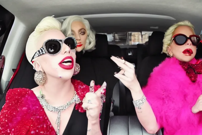 Image similar to lady gaga and judy garland carpool karaoke