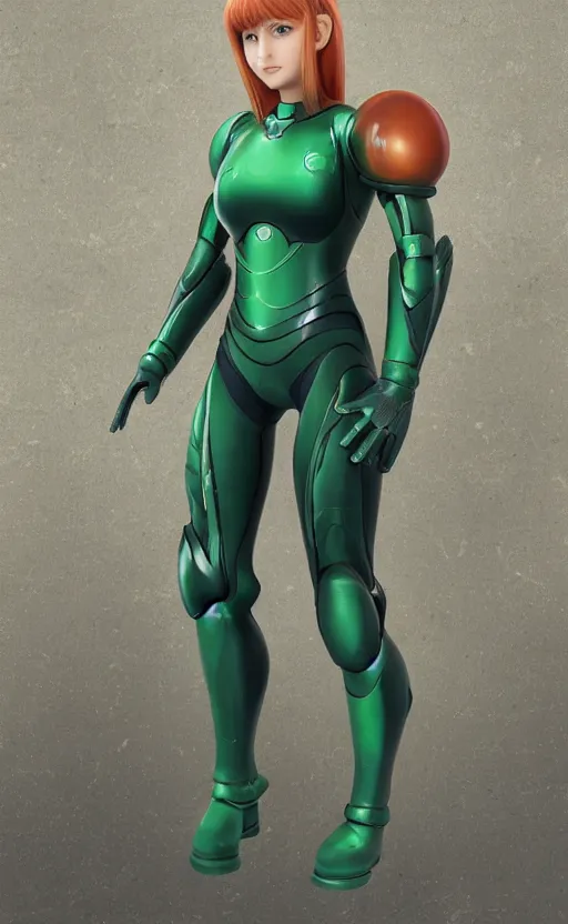 Image similar to samus aran bioorganic varia suit, full body portrait