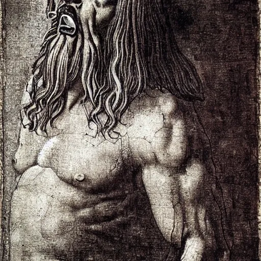 Image similar to The god of anger and rage by LeonardoDaVinci