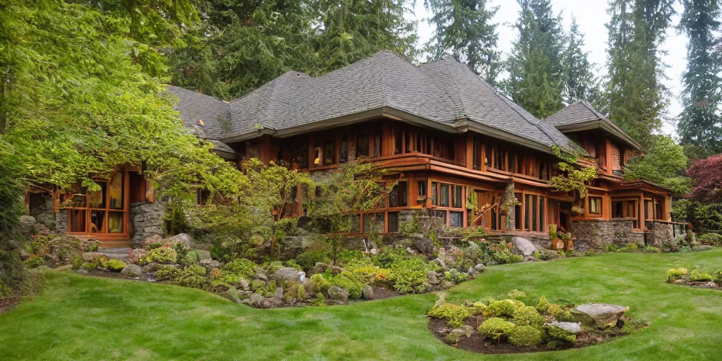 Image similar to residence in the style of rivendell, washington state