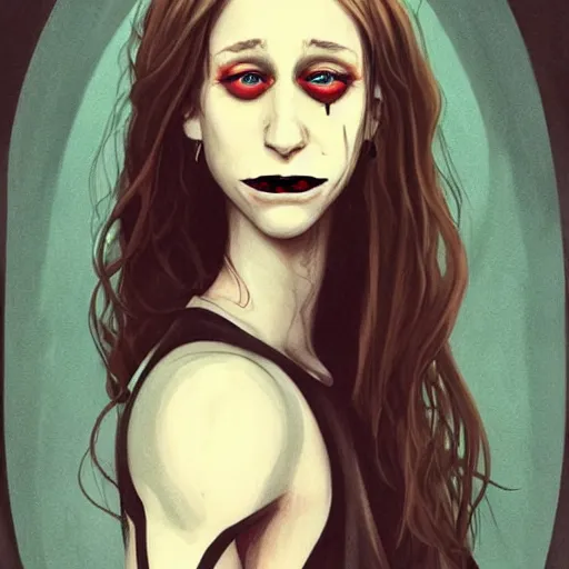 Prompt: pretty female Taissa Farmiga vampire, style of Peter Mohrbacher, sharp vampire teeth, showing teeth, symmetrical eyes, realistic face, symmetrical face, brown leather jacket, jeans, long black hair, full body